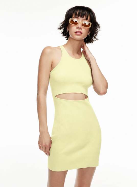 Wilfred Free Dresses & Skirts - Wilfred Free Cutout Ribbed Mini Dress Size 2XS Yellow